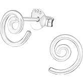925 Sterling Silver Spiral Stud Earrings, Sold as a Pair
