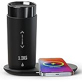LEGARDLILIU Temperature Control Heated Coffee Mug Smart Self Heating Travel Mug 12 Oz App Controlled Warmer Mug 4-10 Hour LED Display Keep Coffee Hot Fast Wireless Charger Base Iron Black