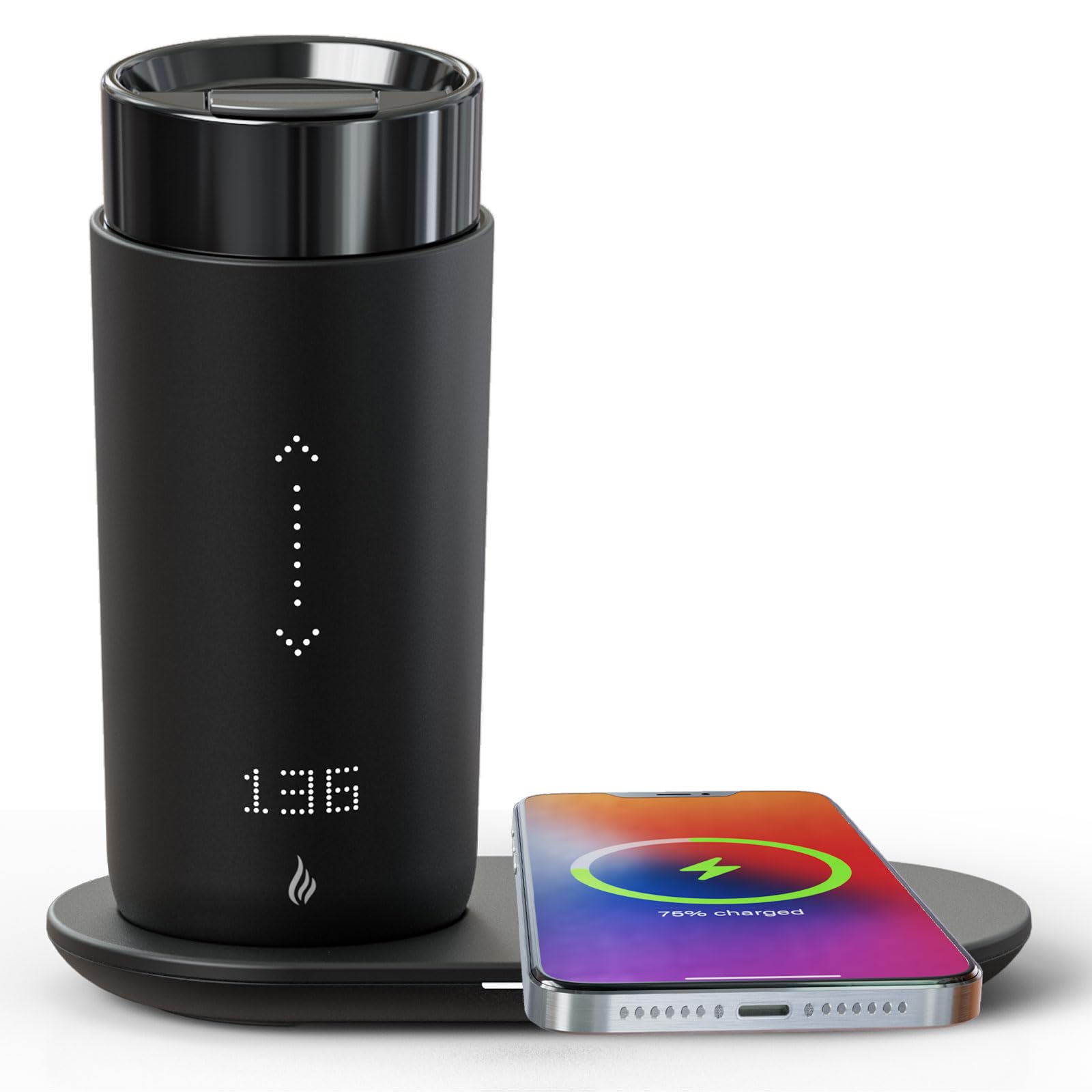Photo 1 of LEGARDLILIU Temperature Control Heated Coffee Mug Smart Self Heating Travel Mug 12 Oz App Controlled Warmer Mug 4-10 Hour LED Display Keep Coffee Hot All Day Fast Wireless Charger Base Iron Black