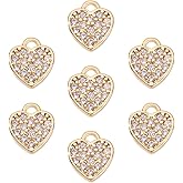 AHANDMAKER 7Pcs 14K Gold Plated Micro Pave Heart Cubic Zirconia Charms, Mini Brass Love Dangle Pendant Heart Shaped Pave Crystal Accessories for Earring Necklace Jewelry Making and Crafting supplies