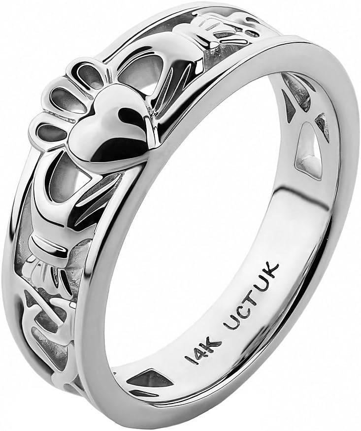 14K White Gold ULG-6157W Claddagh Ring