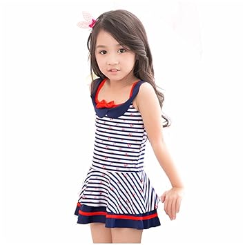 Amazon 子供水着 キッズ水着 水着 女の子 ボーダー柄 ワンピース