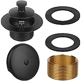 GZJoSum Brass Bathtub Drain Kit,Matte Black Lift and Turn Tub Drain Kit with Single Hole Overflow Faceplate