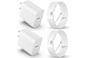 ABCSQUAD iPhone Charger Fast Charging【MFi Certified】 2Pack 20W PD USB C Wall Charger 6&10FT Cable Fasting Charging Adapter Compatible with iPhone 14Pro/13 Pro/12/12 Pro Max/11 Pro Max/XS Max/XS/XR/X/8 and More