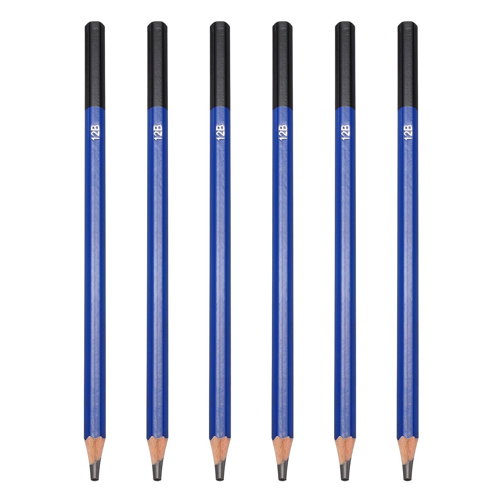 PATIKIL 12B Drawing Pencils, 6PCS Sketch Pencils for Drawing, Art, Sketching, Painting, Writing, 12B Hardness, Black Color, Fine Point, Soft Grip, Wood, Graphite Material