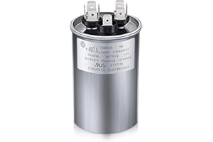 FIADA 45/7.5 MFD uF 370/440V CBB65 Dual Run Round Capacitor for AC Motor, HVAC Capacitor, Air Conditioner Replacement, Heat Pump, Fan Start, Condenser Straight Cool, UL Listed