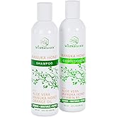 Manuka Honey Shampoo and Conditioner - Soothing Moisturizing Formula for Eczema, Psoriasis, Curly Hair and Color-Safe - All Natural Set
