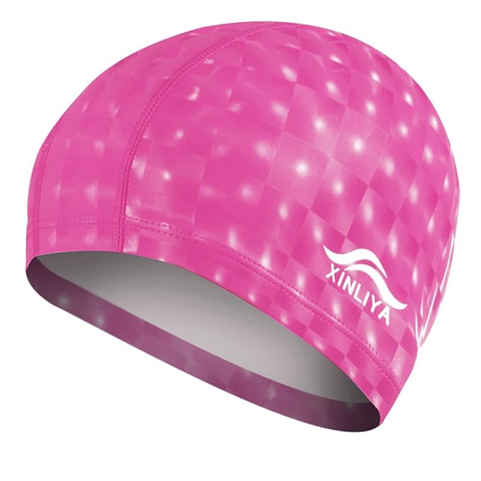 KUKUPOW Schwimmkappe Rosa - Silikon Badekappe Für Mädchen