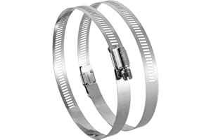 Steelsoft Marine Grade 316 Stainless Steel Hose Clamps 4 inch, Adjustable Worm Gear Screw Duct Pipe Clamps(2 Pack)