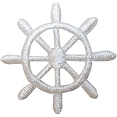 ID 2364A Ship Captain Steering Wheel Patch Boat Embroidered Iron On Applique