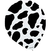 Premium Black & White Cow Print Latex Balloons - 12" (6 Pc) - Perfect for Farm, Barnyard, or Animal-Themed Parties