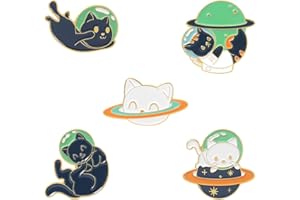 GILLNA Space Cat Enamel Pins Set,Cute Animal Astronaut Lapel Pins for Women Girl Cartoon Planet Brooch Pin for Jackets Backpack Accessory
