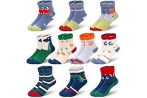 Kivors Boys Socks 10 Pairs Kids Cartoon Dinosaurs Car Sport Cotton Socks Age 1-12 Years Old Children/Boy/Girl