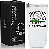 Onebttl Doctor in Progress Gifts for Med School Students, Graduation and Birthday Presents, 20oz Engraved Stainless Steel Insulated Travel Mug, Perfect for Christmas - White