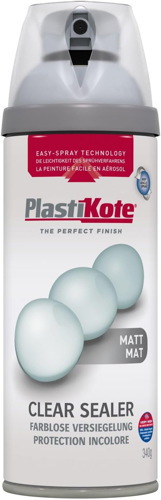 PlastiKote 24002 400ml Matt Clear Acrylic Spray Paint UV Resistant Easy Spray