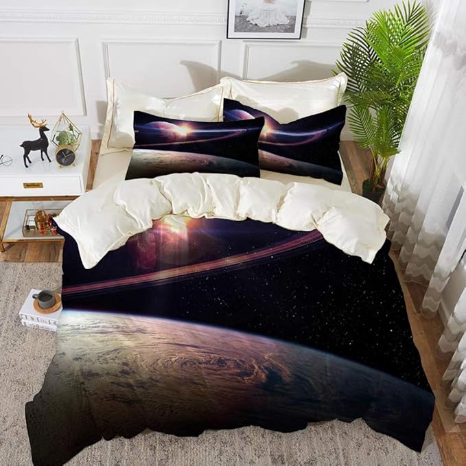 Bettwäsche-Set, Mikrofaser,Galaxy Sonnenuntergang im Weltraum Universum