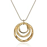 Elaximn Hypoallergenic Silver Boho Circle Pendant Necklace Geometric Boho Style Jewelry for Women-Chunky & Long-Gift for Bohemian Fashionistas