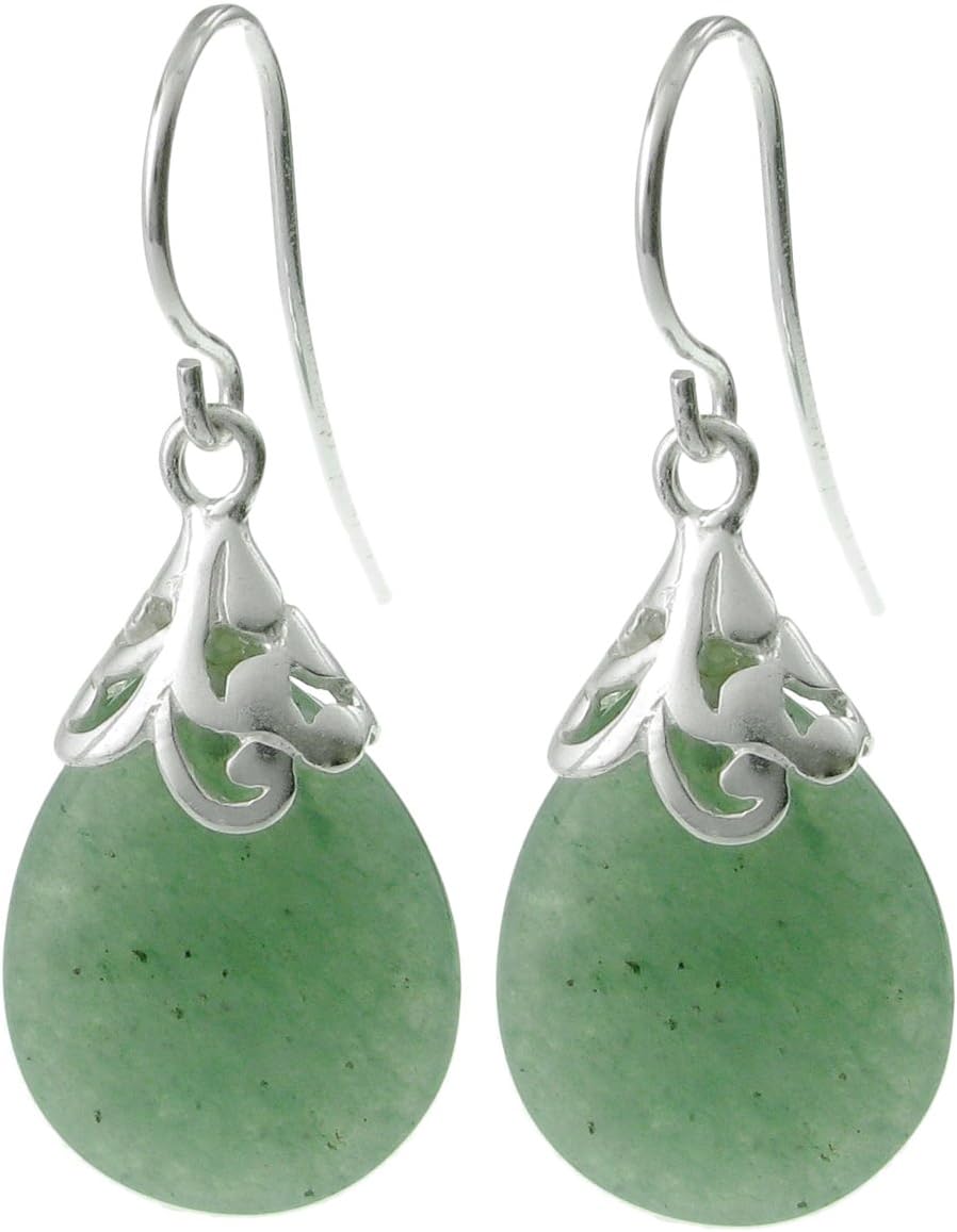 Teardrop Sterling Silver Filigree Flower Bail and French Hook Earwires Dangle Earrings