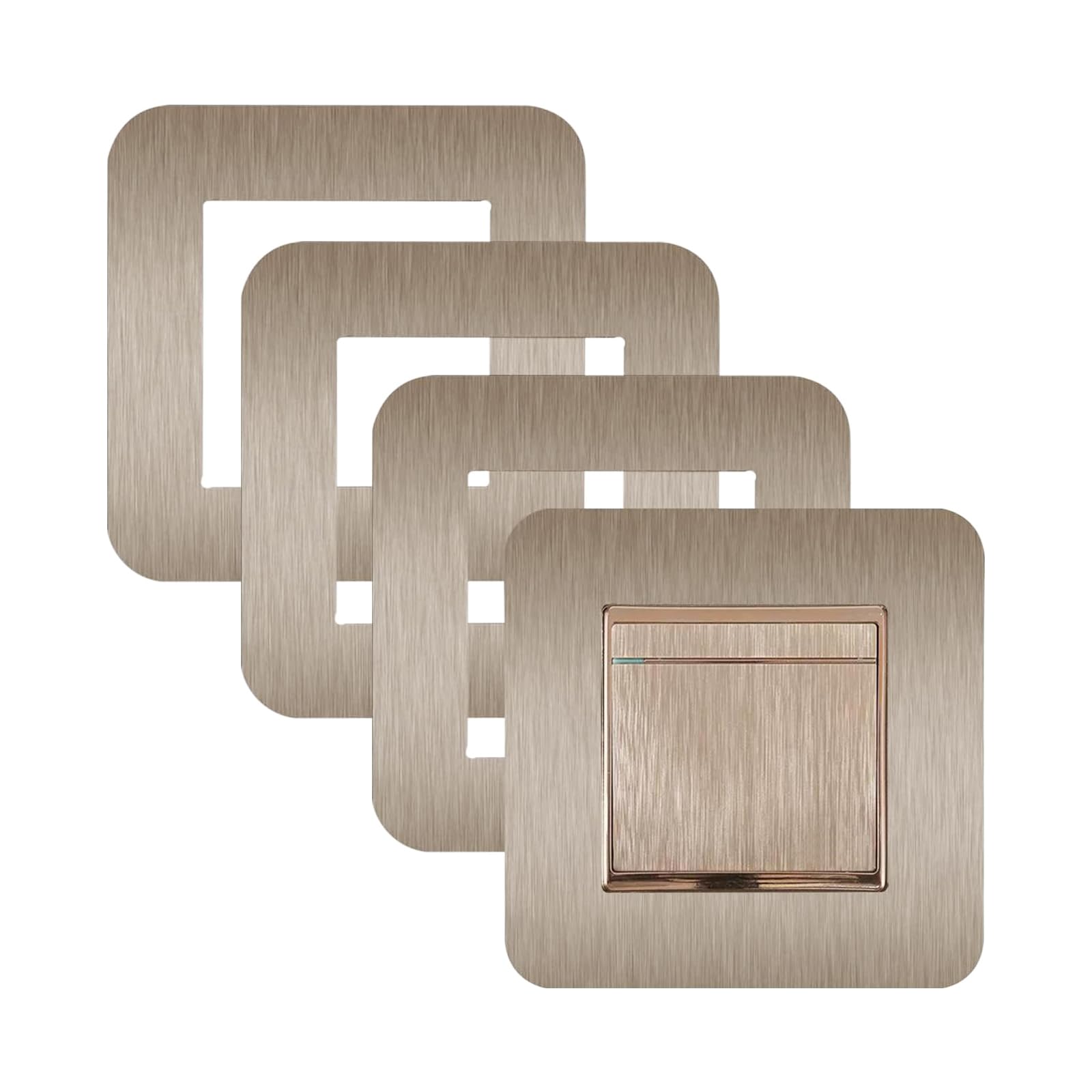 JJWNMLL 4 Pcs Light Switch Cover Plates,Light Switch Surround Champagne 3.38 Inch,Surround Single Light Switch Cover,Switch Sticker Cover,WallFor Home Wall Switch Decoration