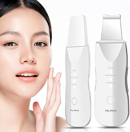Amazon ウォーターピーリング美顔器 Sky Stone 超音波ウォーターピーラー 黒ずみ ニキビ 角栓 皮脂汚れ除去 美肌 たるみ 毛穴ケア Usb充電式 シリコンカバー付き 日本語取扱説明書付き Sky Stone 美顔器 美容器