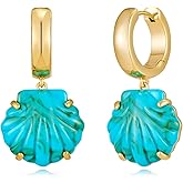LILIE&WHITE Gold Shell Earrings For Women Chic Summer Blue Seashell Earrings Trendy shell Dangle Earring Mermaid Ocean Earring Fashion Jewelry Gift