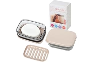 Quatish Bar Soap Holder Dish, Leakproof Travel Soap Case for Shower, Portable Travel Size Toiletries Camping Essentials for Gym, Dorm, Bathroom, Khaki