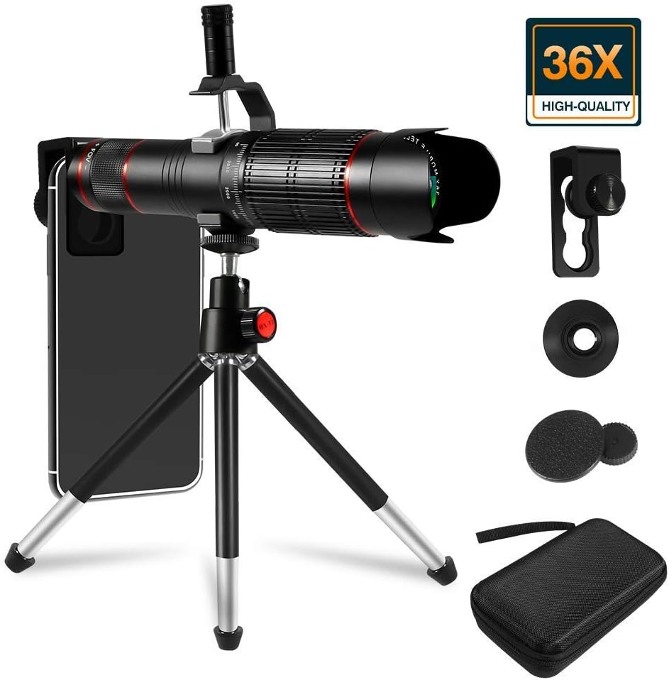 Telephoto Lens, Mobile Phone Optical Zoom Lens Double Regulation Phone Lens Attachment with Tripod and Remote Shutter for Smart Phones