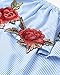 Romacci Women's Ruffle Off Shoulder Embroidered Floral Striped Tie Front Casual Crop T-shirt Top Blouses