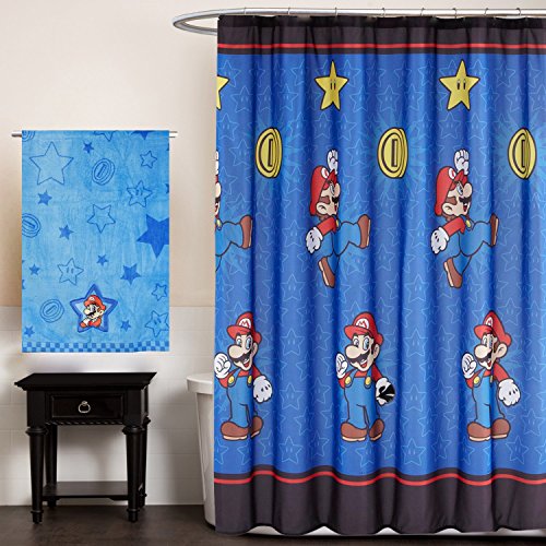 Nintendo "Super Mario Simply The Best Microfiber Shower Curtain, 70 by