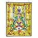 River of Goods Fleur De Lis 24.5 Inch High Stained Glass Window Panel, Brown, Yellow, Green, Blue