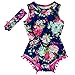 Anbaby Gilrs Broken Flower Romper Climbing Clothes with A Headband Red+Blue 6-12Months