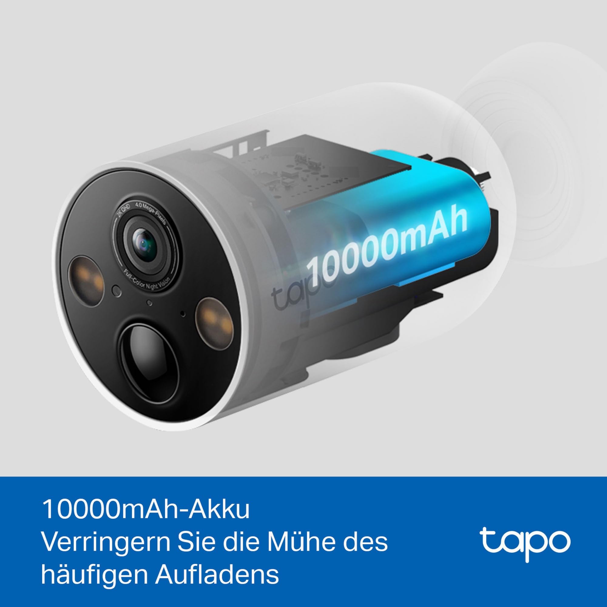 Tapo C425 Außenkamera Akku, Überwachungskamera aussen mit Magnetische Basis, 2K Auflösung, WLAN, 10000-mAh-Akku, 142° FOV, Kein Hub erforderlich, Unterstützt Solarpanel 4