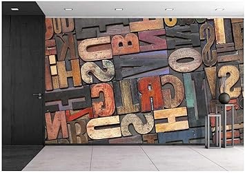 Wall26 Antique Letterpress Printing Blocks With Color Ink Patina Random Collection Of Different Size And Style Removable Wall Mural Self Adhesive Large Wallpaper 100x144 Inches Amazon Com