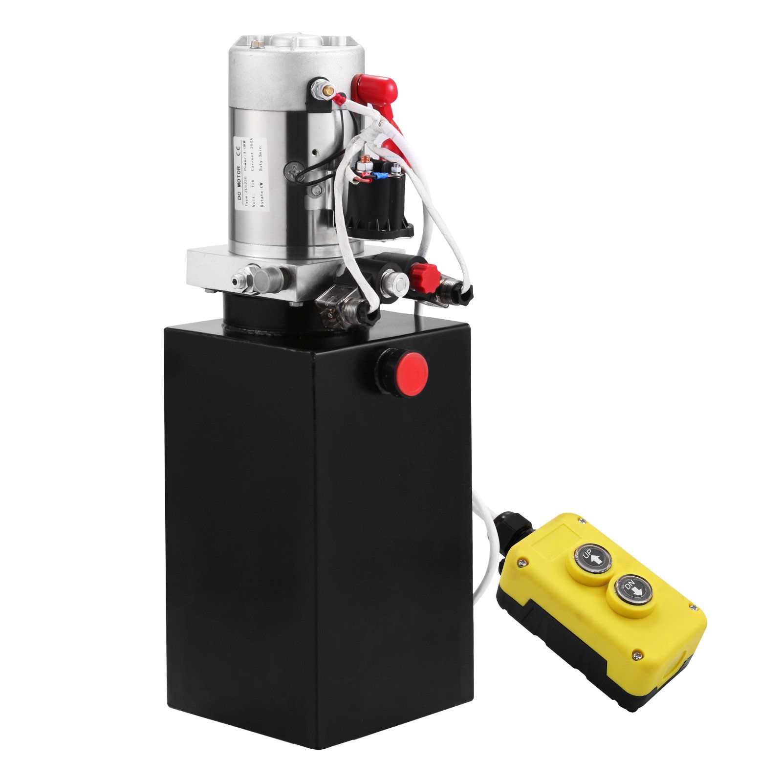 Mophorn Hydraulic Power Unit 8 Quart Pump Double Acting Hydraulic Power 12V DC Metal Reservoir Hydraulic Pump Power Unit for Dump Trailer Car Lifting (8 Quart Steel Double Acting)