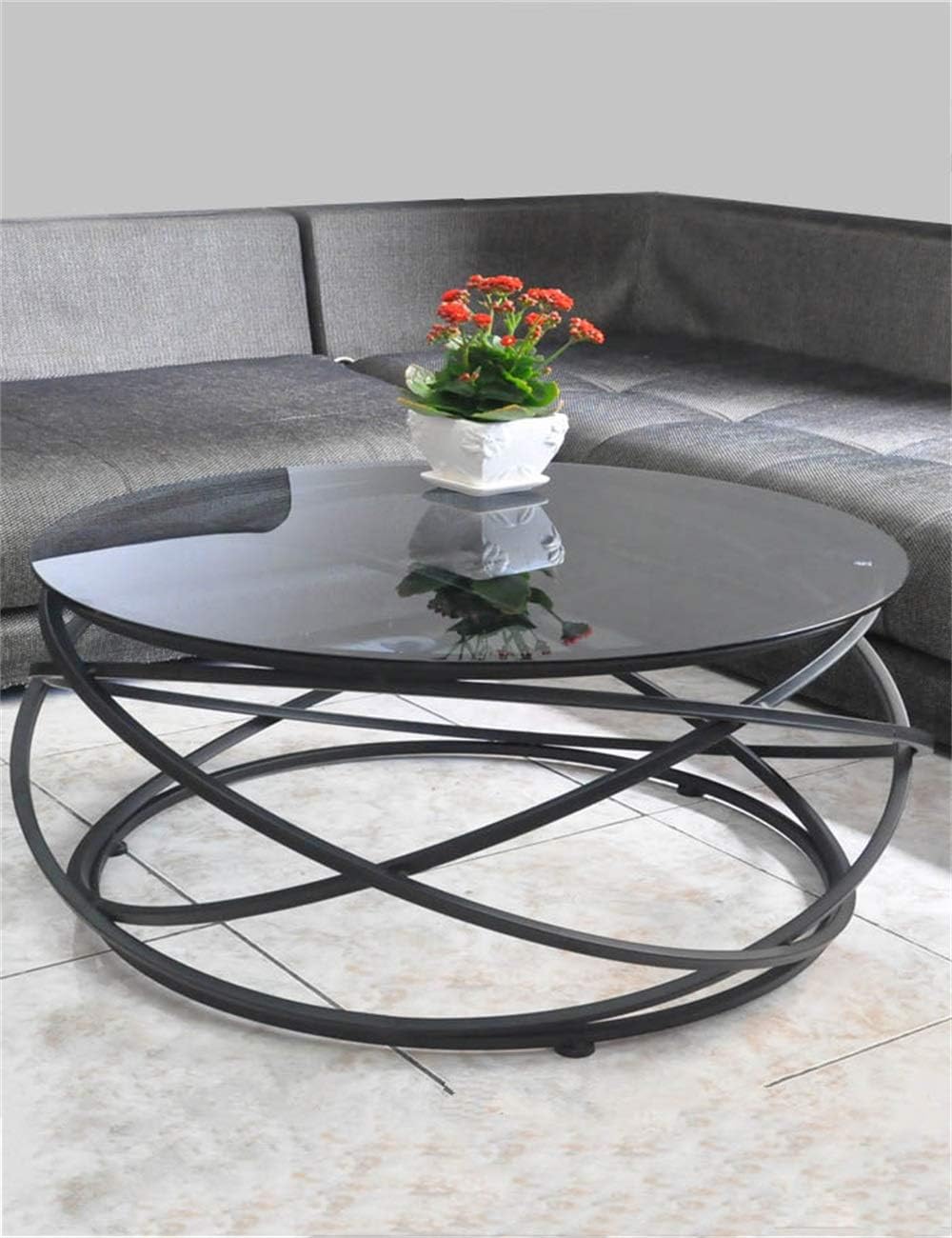 Noir Table Basse Moderne En Verre Trempe Moderne Creative Ronde Table En Fer Forge Personnalite Art Petit Canape De Salon De Mode 60 60 45cm Salon Tables Cefortac Com