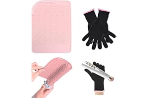 Heat Resistant Hair Styling Gloves & Heat‑Mat Set – One Pair High‑Temperature Gloves (22 × 8 cm) Plus Heat Mat (21 × 15.8 cm)