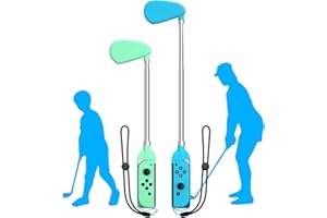 NANANINO Golf Clubs for Nintendo Switch Mario Golf Super Rush 2021, Adjustable Handle Grip Compatible with Mario Golf Switch - Green and Blue