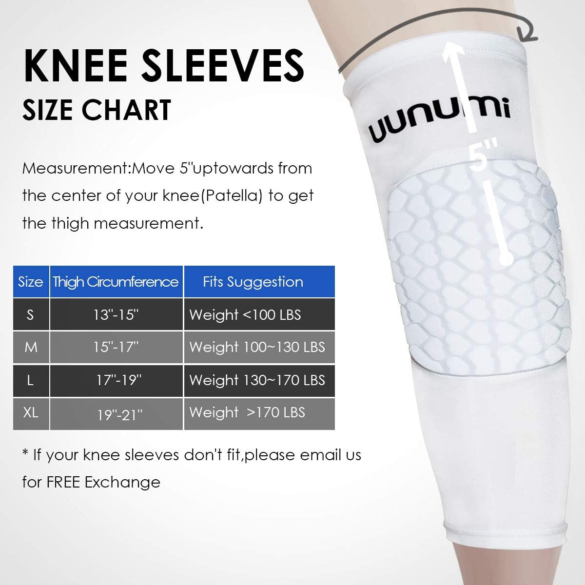 uunumi Basketball Knee Pads, 1 Pair Youth Adult Volleyball Wrestling Kneepad Non-Slip Compression Leg Sleeve Protector Gear : Sports & Outdoors