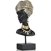 XIYOUQI African Statue and Sculptures for Home Decorations, African Art Tribal Lady Figurines Head Statues, American Bust Statue, Home Decor Accent, Suitable for Living Room, Office, Desktop Decor