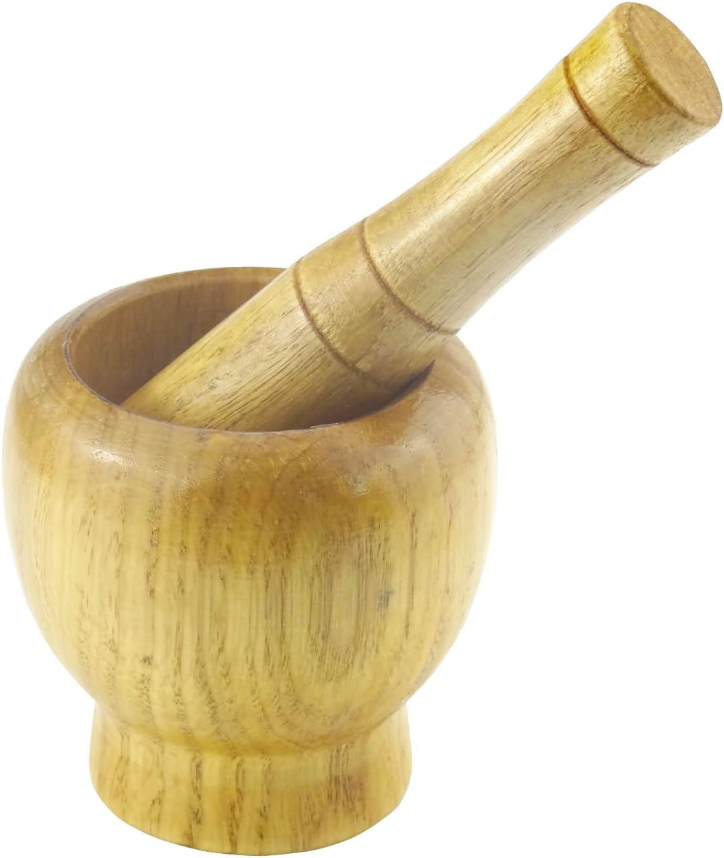 Hanperal Kitchen Wooden Mashers Tools，Wooden Garlic Ginger Herb Mixing Grinding Spice Crusher Bowl Mortar with Pestle