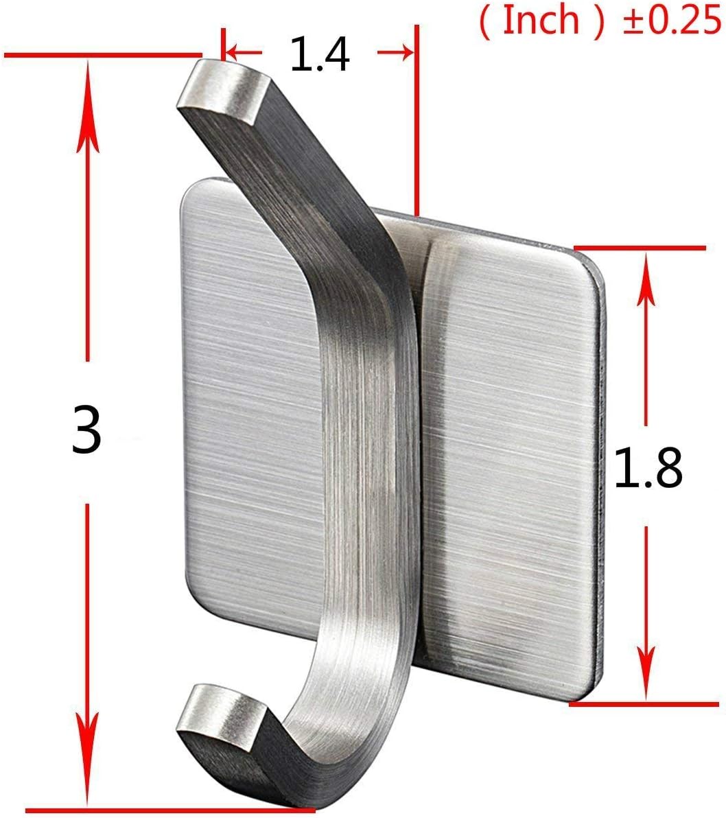 ZUNTO Towel Hook/Adhesive Hooks - Wall Hooks for Hanging Bathroom Stick on Hooks SUS 304 Stainless Steel Brushed, 4 Packs: Home & Kitchen