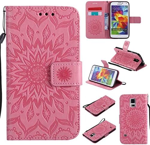 KKEIKO Galaxy S5 Case, Galaxy S5 Flip Leather Case, Shockproof Bumper Cover and Premium Wallet Case for Samsung Galaxy S5 (Pink)
