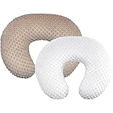 iEvolve Minky Nursing Pillow Cover Breast Feeding Pillow Cover Slipcover U Shape for Baby Boy Girl,Cover Only(Beige&White, Pack of 2)