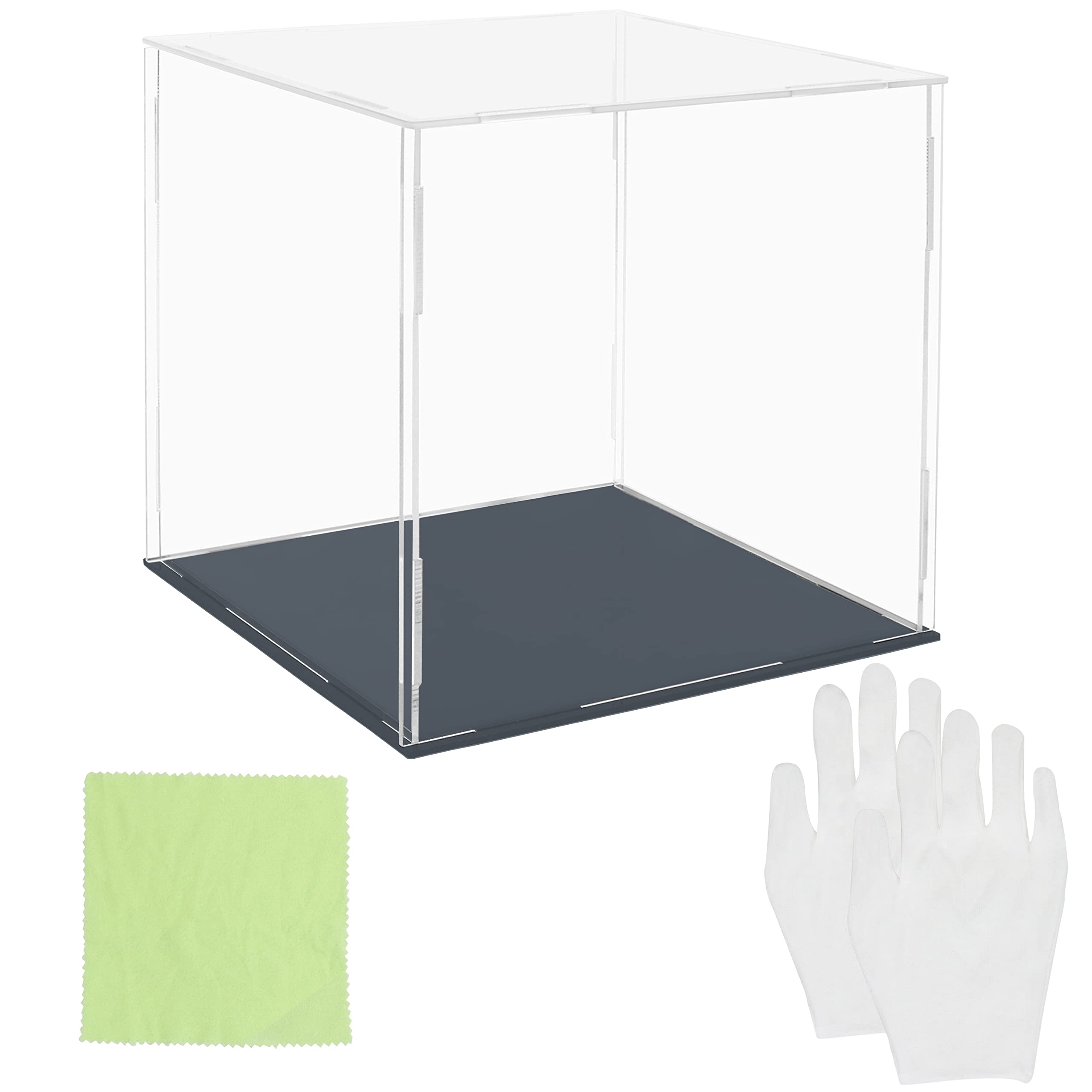 Belle Vous Clear Acrylic Showcase Display Case Stand Set - 20 x 20 x 20cm / 8 x 8 x 8 inches - Large Dustproof Box for Action Figures, Toys, Minifigures, Collectibles & Models