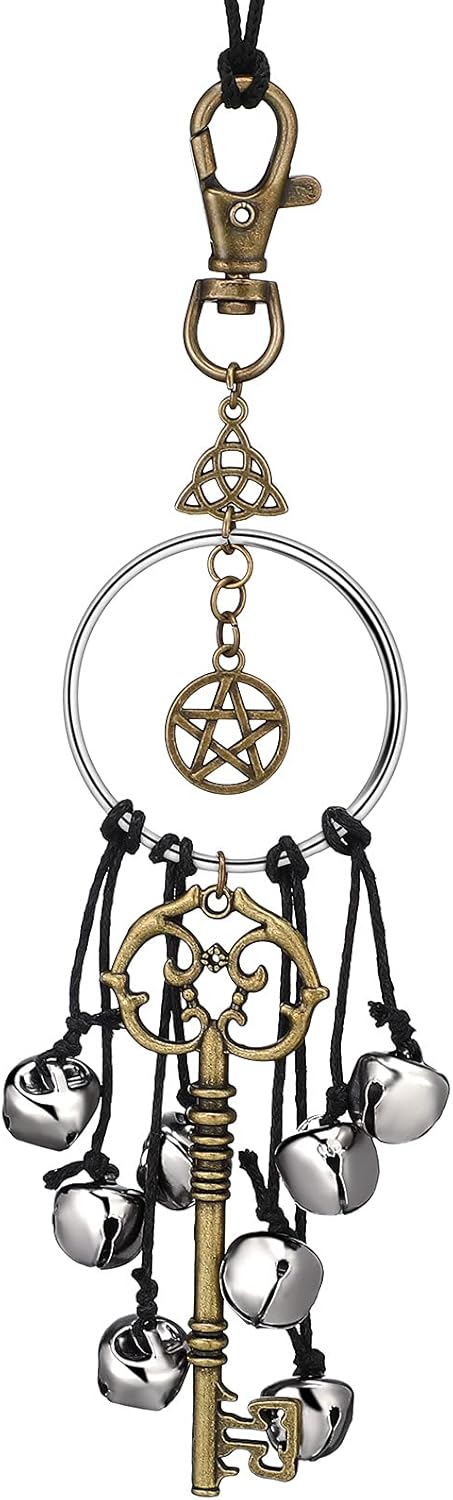 Witch Bells for Door Witchcraft Bells Supplies Wiccan Decor Altar Bell Antique Magic Keys Witchy Wicca Home Protection Decor Kitchen Witch Decor (1 Piece)