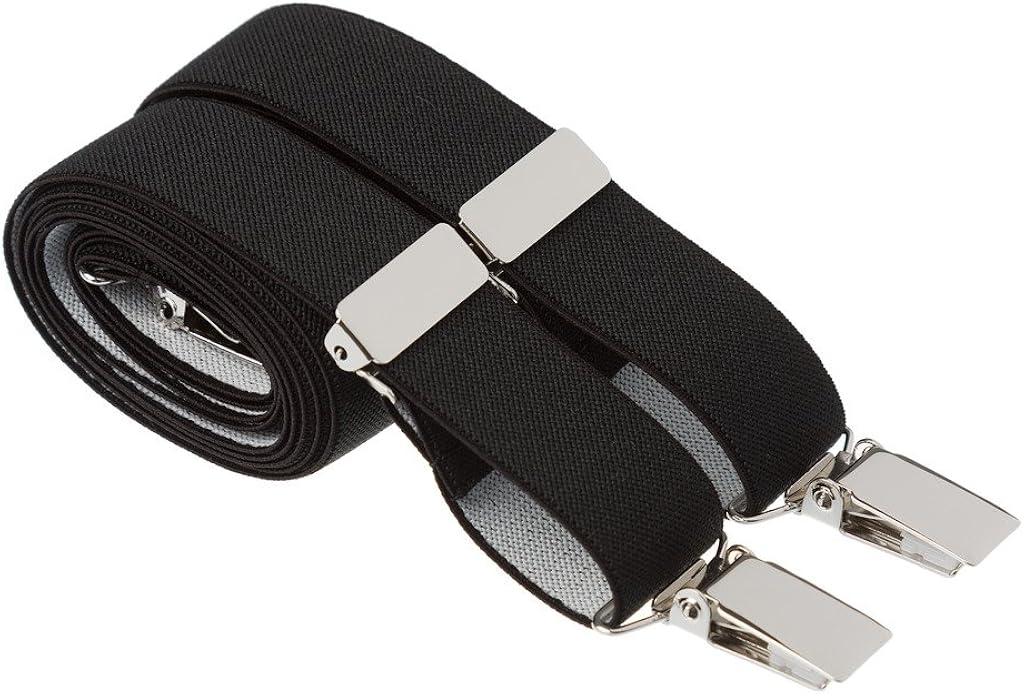 XXL Extra Long Black Braces for Men Plain Skinny Slim 2.5cm Mens Trouser Braces Suspenders Clip