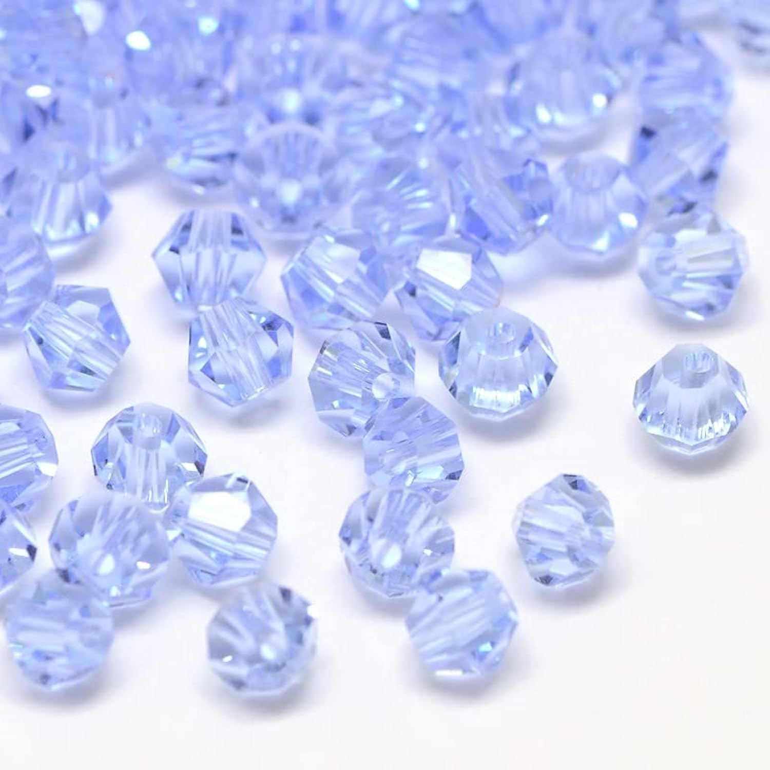 40x Preciosa Bohemian Crystal Beads 4 mm Double Cone Czech Glass Cut Beads Glass Beads Bicone Beads Light Blue
