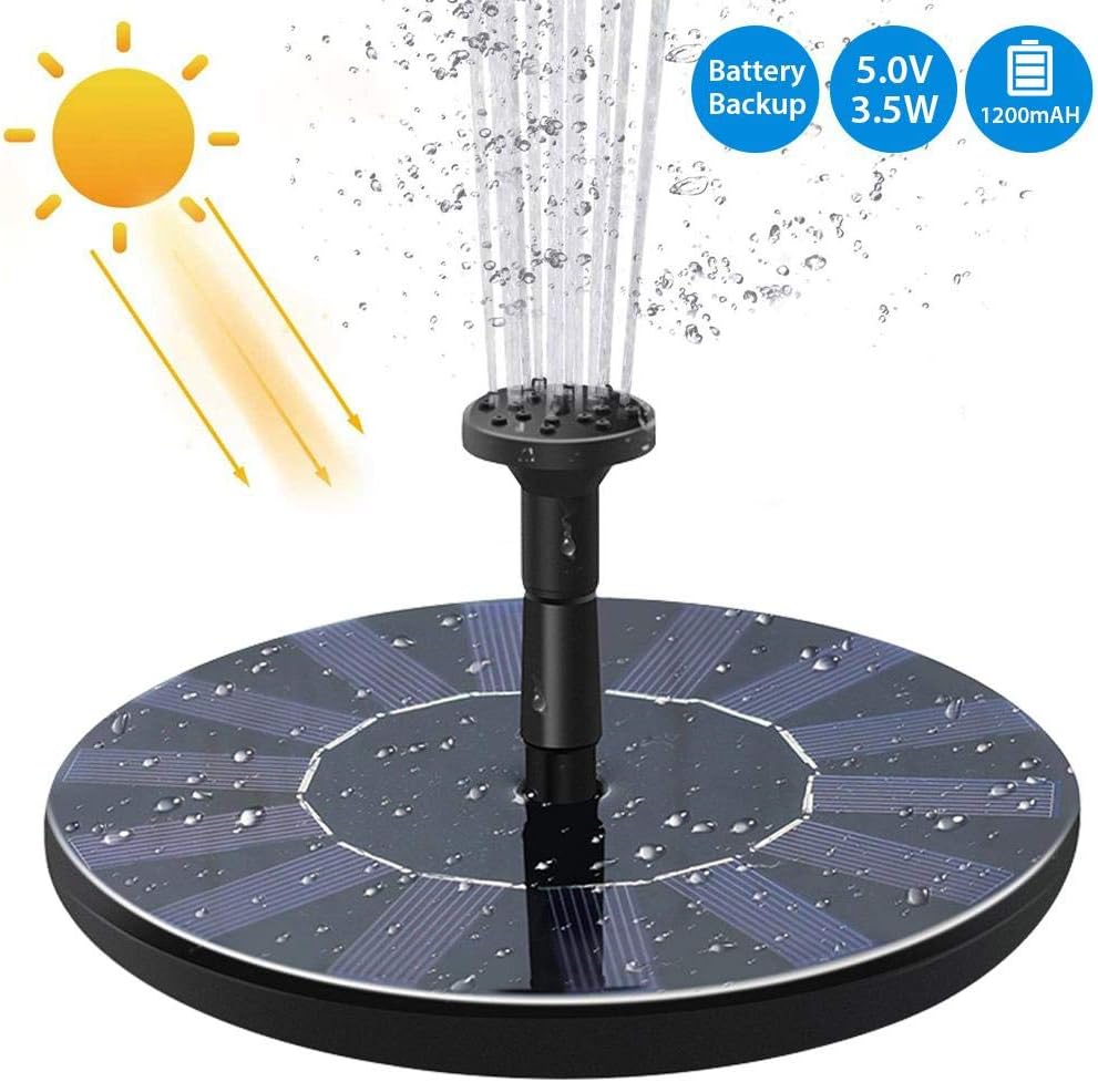 AIMERKUP Solar Fountain Pump, 1.6W Solar Powered Bird Bath Fountain