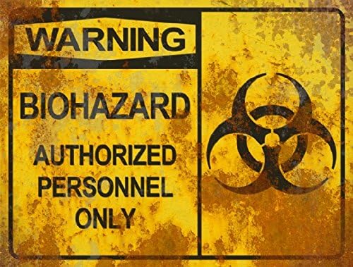 Warning Biohazard Authorized Sign - Halloween Decor Prop Road and Lawn Decoration Sticker
