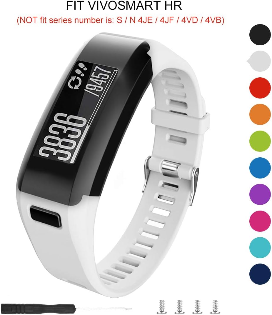 Meifox Compatible with Garmin Vivosmart HR Replacement Bands,Soft Silicone Replacement Band for Garmin Vivosmart HR Watch. (White)